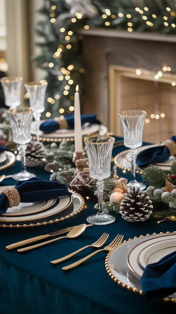 christmas table blue