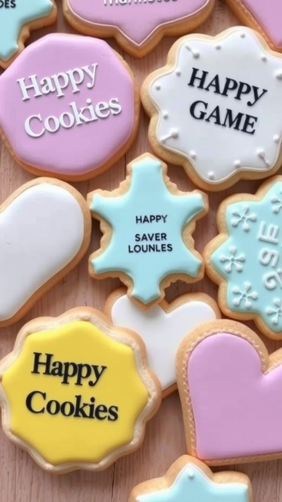 Colorful personalized sugar cookies with messages for various occasions. Valentine Baby Shower Sugar Cookies