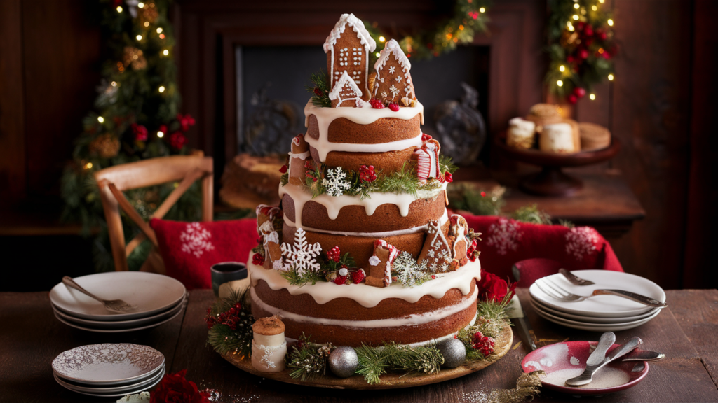 Christmas Wedding Cake with Gingerbread