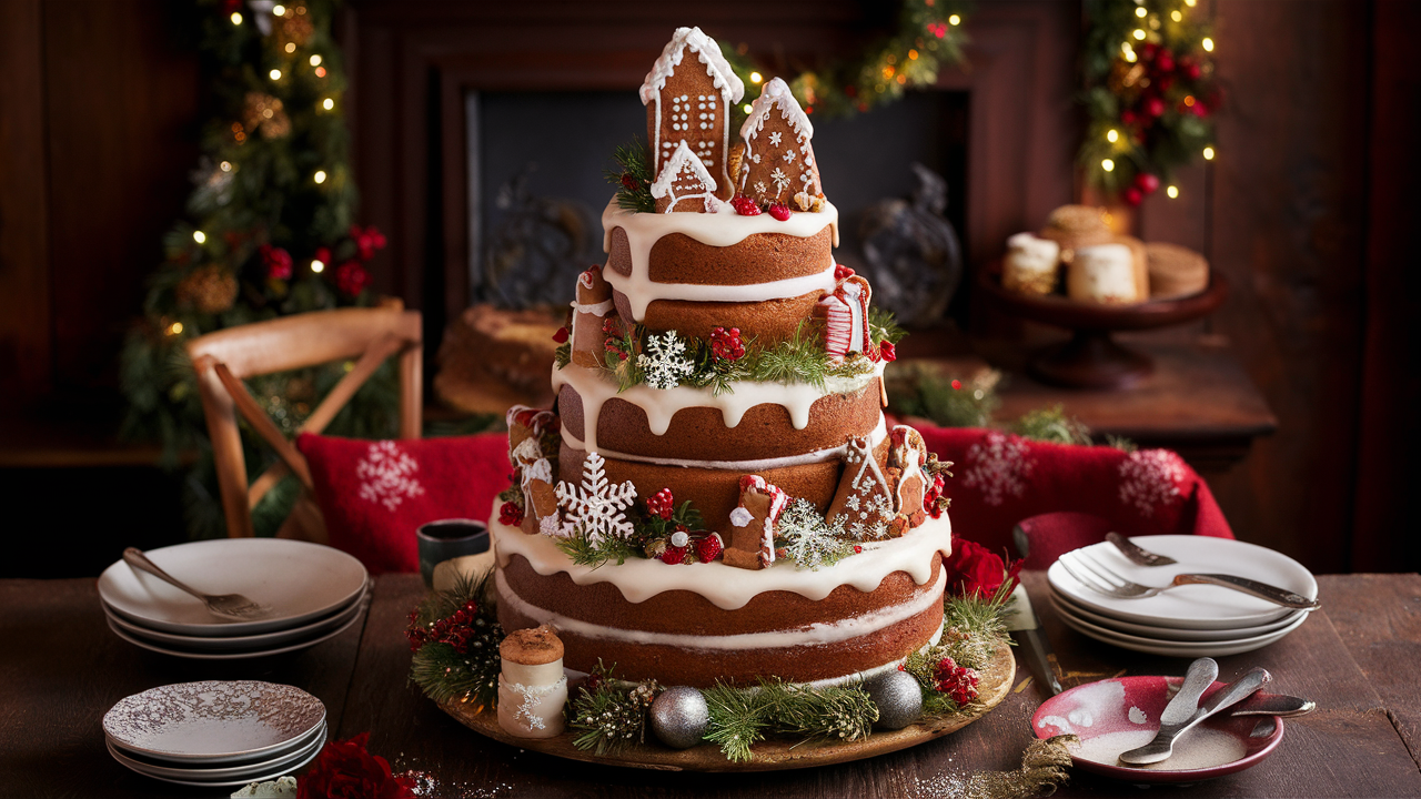 Christmas Wedding Cake with Gingerbread