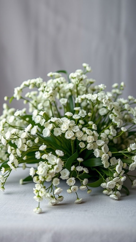 A beautiful bouquet of baby's breath flowers.