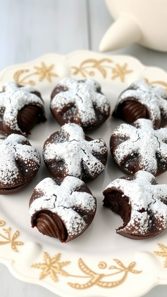 Delicious shell-shaped brownie bites dusted with powdered sugar. Mermaid party food