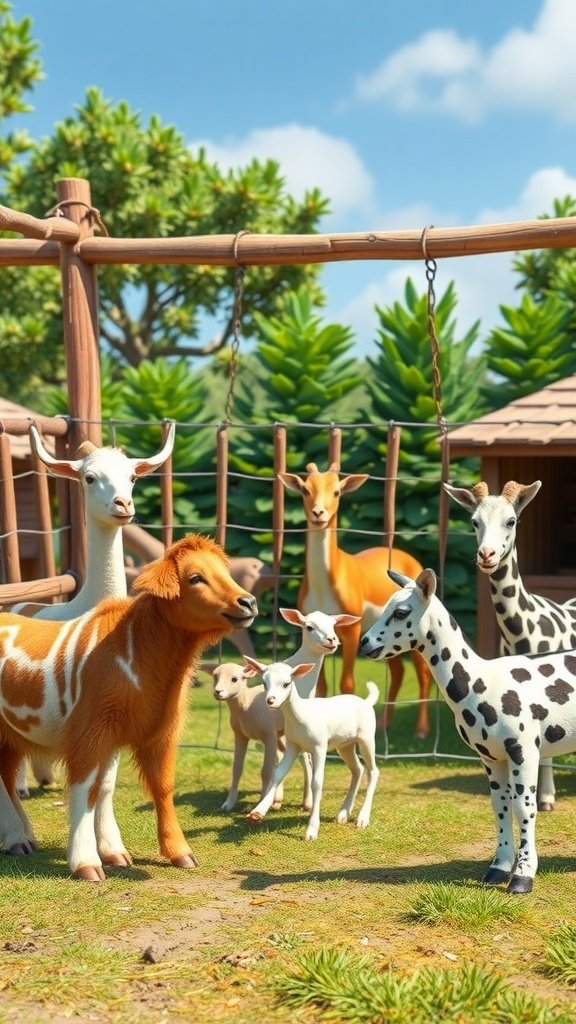 Children interacting with friendly animals at a summer birthday party.