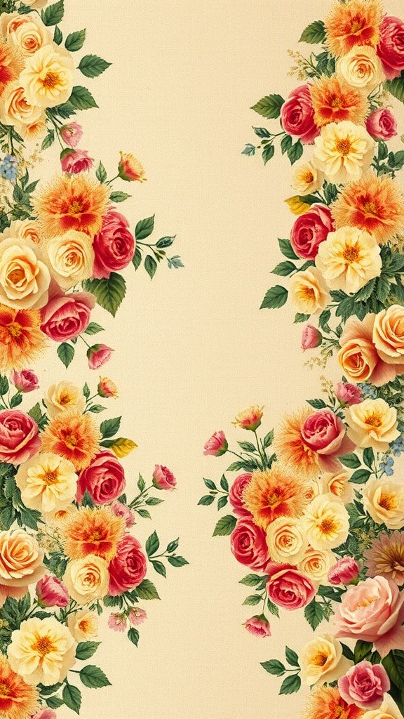 A vintage floral collage featuring roses and other blooms on a soft background.