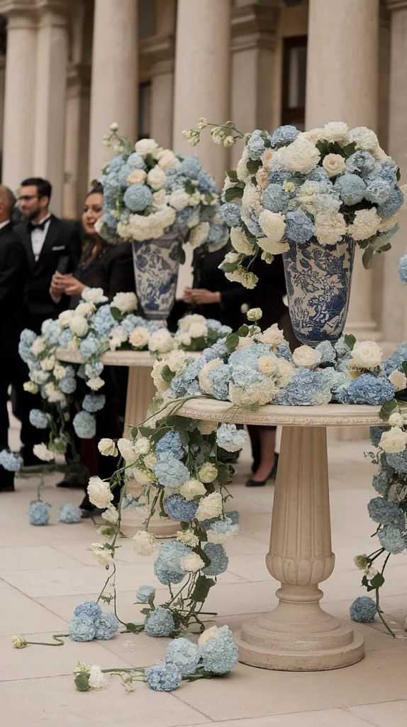 Blue and White Chinoiserie Table Arrangements