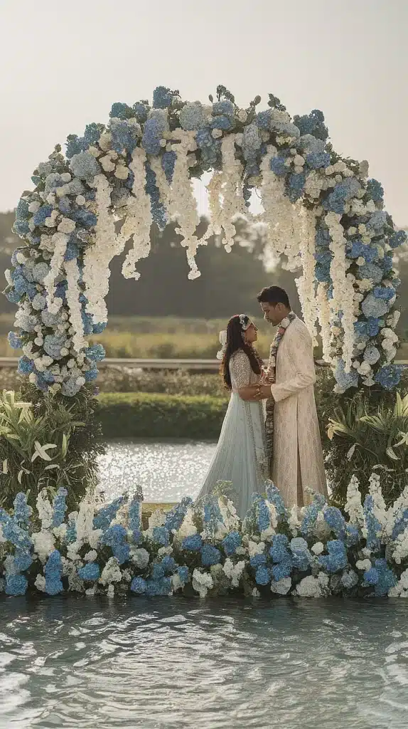 Blue and White Ceremony Arch
