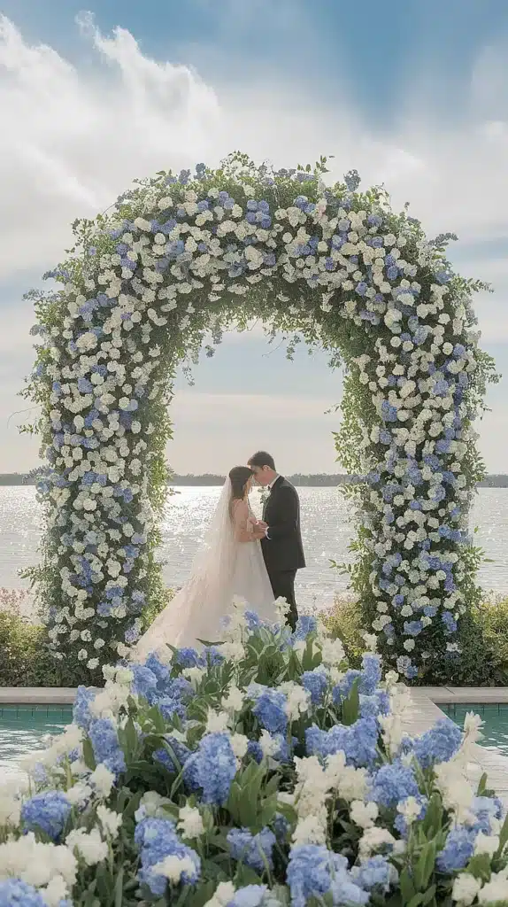 Blue and White Ceremony Arch