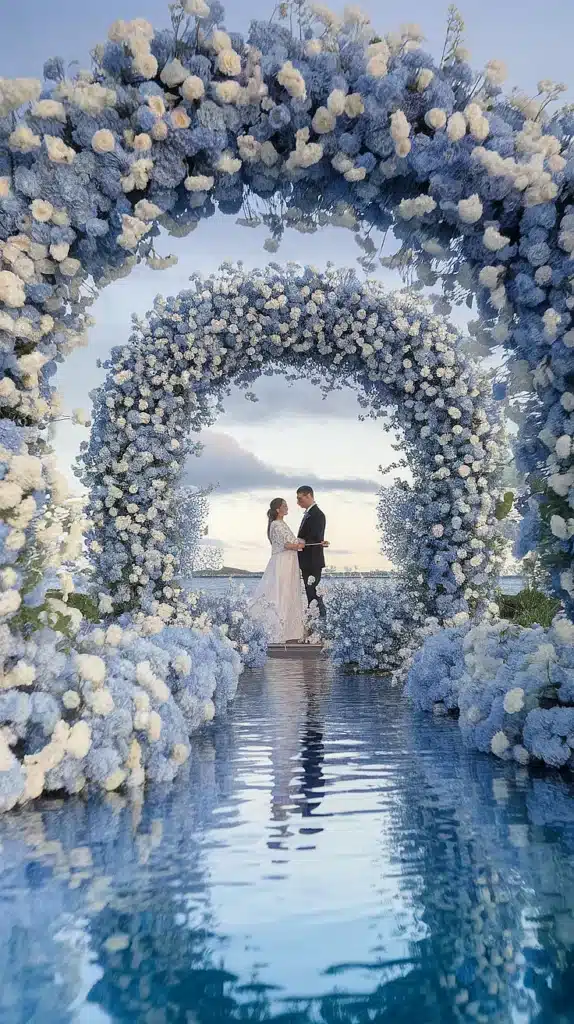 Blue and White Ceremony Arch