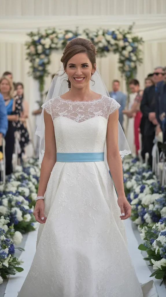 Blue Delphinium and White Anemone Aisle Markers