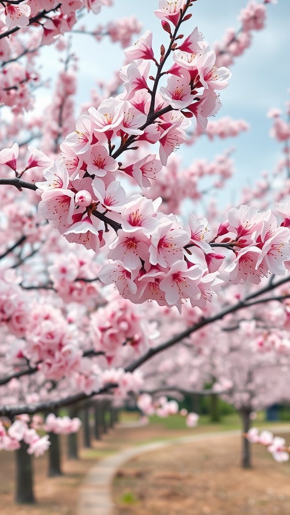 Close-up of cherry blossoms with a blurred background