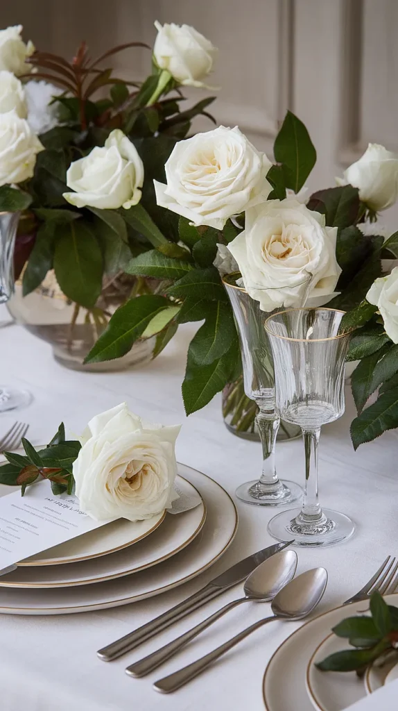 Greenery & White Rose Arrangements