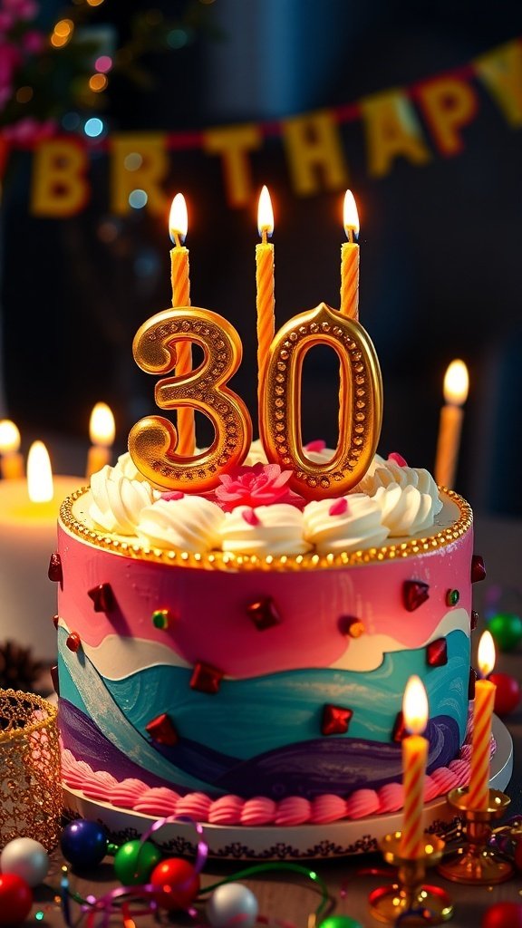 10 Best Cake Recipes to Try This September 2025 A colorful 30th birthday cake with candles and decorations