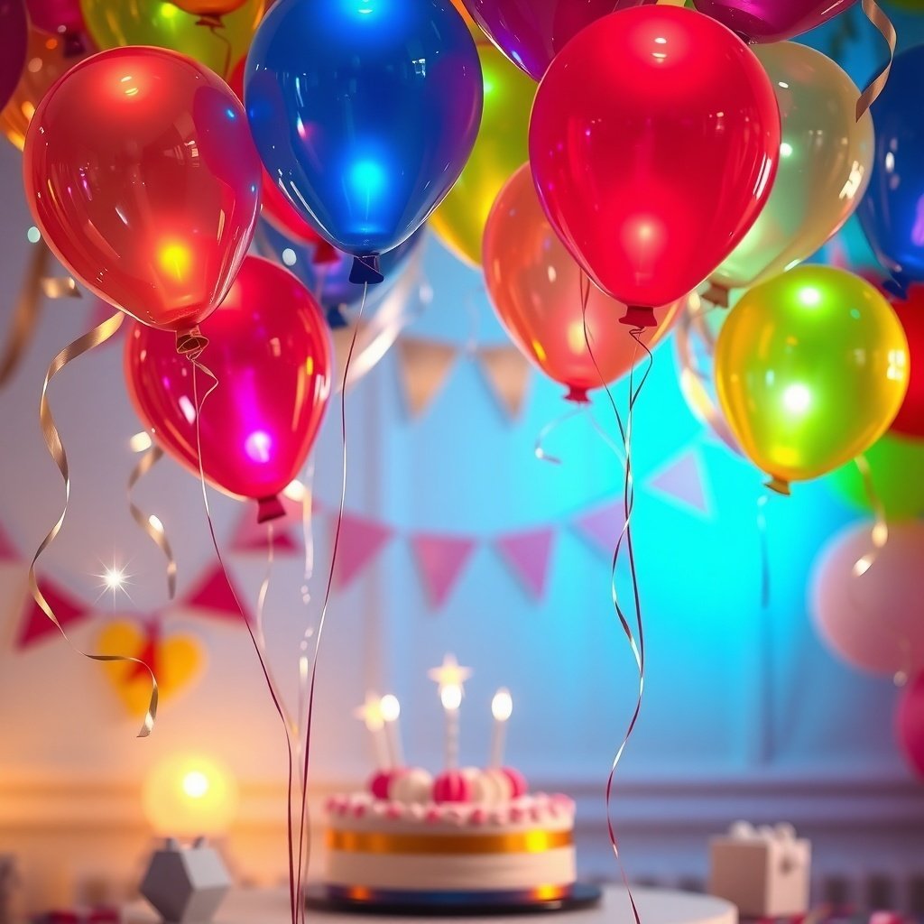 Colorful LED balloons at a birthday party