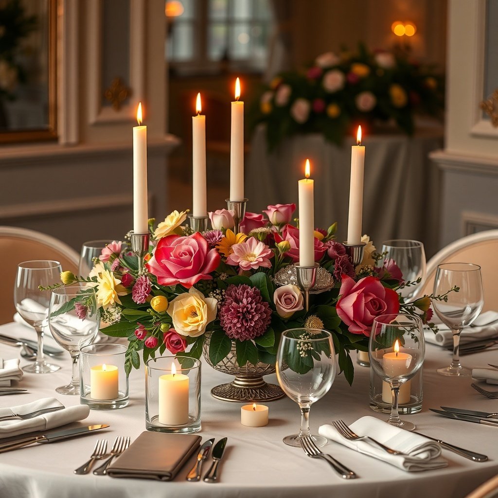 50 Stunning Wedding Night Room Decoration Ideas A beautifully arranged wedding table centerpiece with flowers and candles.
