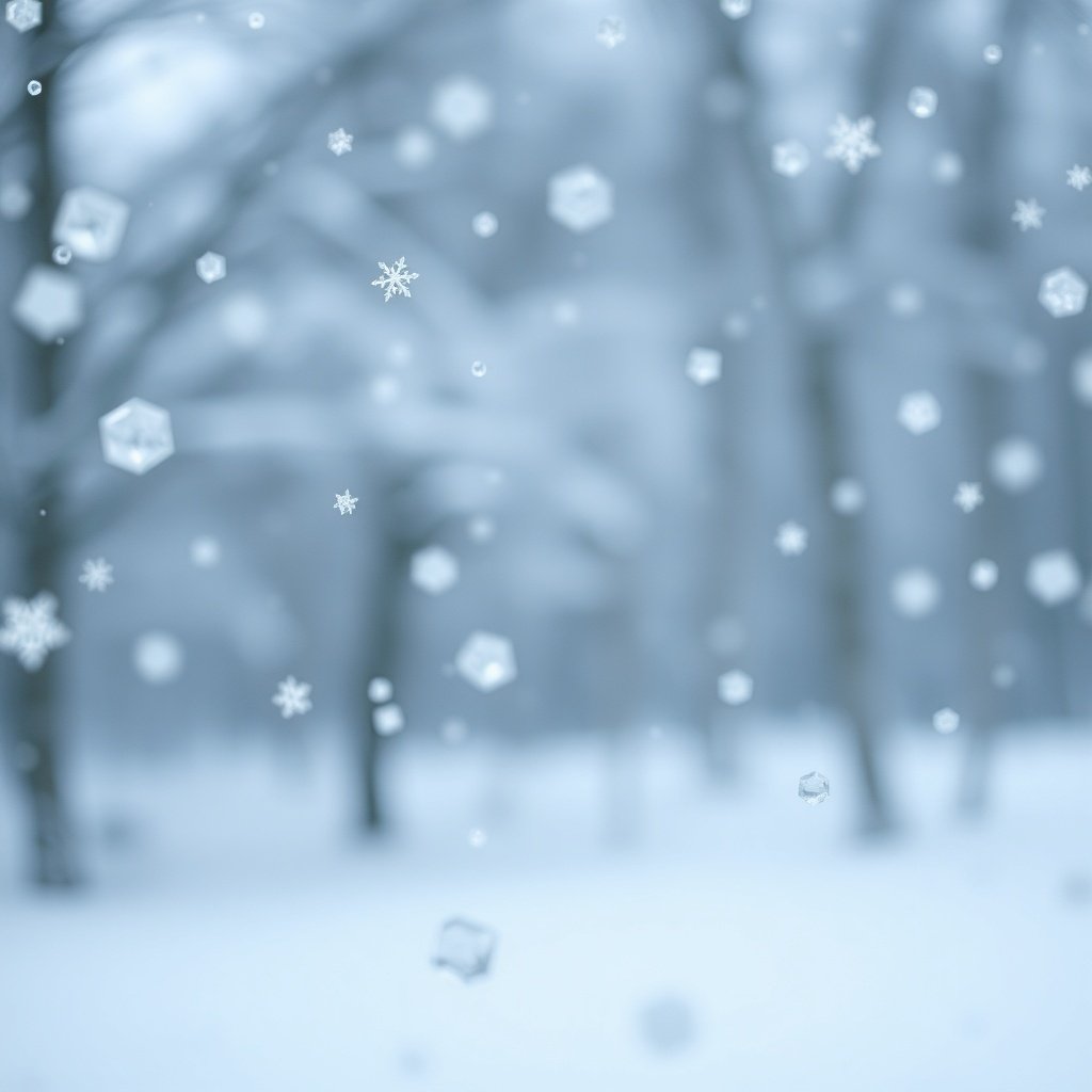 50 Festive December Wallpapers to Brighten Your Screen A serene winter scene with falling snowflakes against a blurred background of trees.