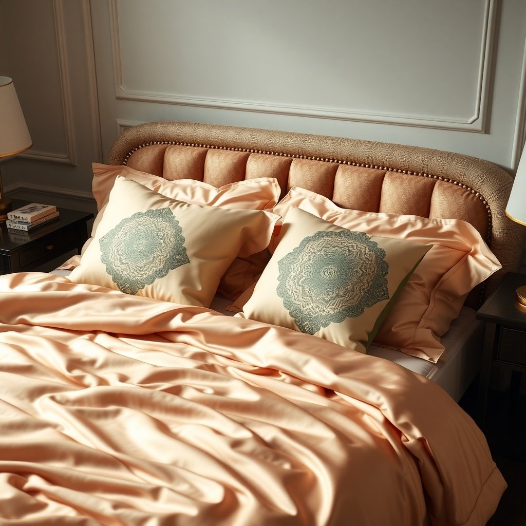 50 Stunning Wedding Night Room Decoration Ideas Luxurious silk bedding with decorative pillows in a wedding night room