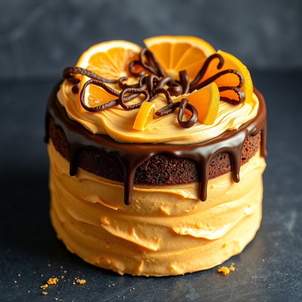 30 Delicious New Year Cake Recipes to Celebrate in Style A beautifully decorated Chocolate Orange Cake topped with orange slices and chocolate drizzle.