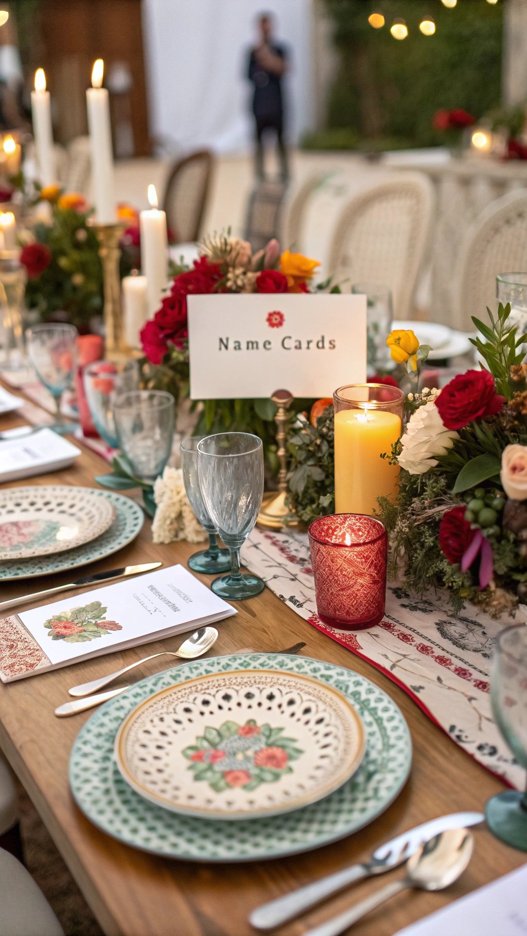 29 Stunning Wedding Table Decoration Ideas for a Perfect Celebration A beautifully set wedding table with personalized place settings, candles, and floral arrangements.
