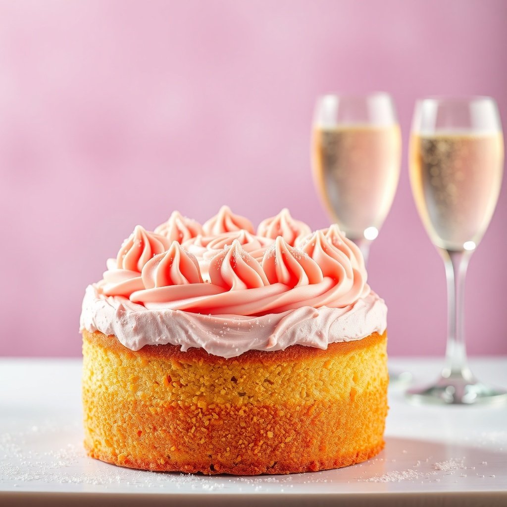30 Delicious New Year Cake Recipes to Celebrate in Style A beautifully decorated Sparkling Champagne Cake with pink frosting, surrounded by two glasses of champagne. New Year Cake