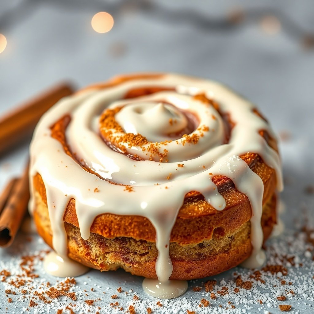 30 Delicious New Year Cake Recipes to Celebrate in Style A delicious cinnamon roll cake topped with creamy glaze and cinnamon sprinkles.