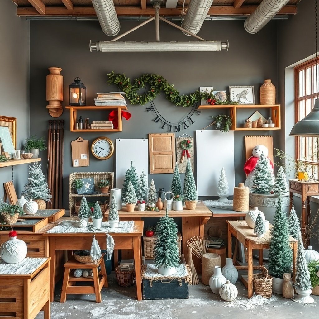 50 Inspiring Winter Decor Ideas to Transform Your Home After Christmas A cozy room decorated with winter decor after Christmas, featuring small evergreen trees, wooden furniture, and soft accents.