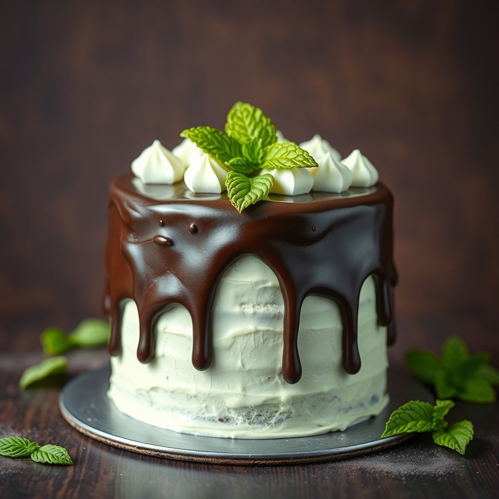 30 Delicious New Year Cake Recipes to Celebrate in Style A beautifully decorated Chocolate Mint Layer Cake with chocolate ganache and mint leaves on top.