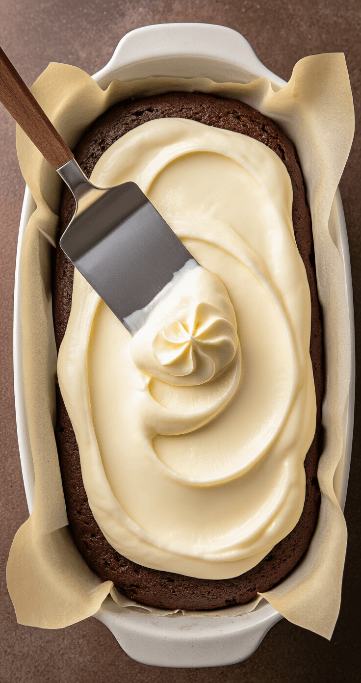 White Chocolate Mousse Cake: The Show-Stopping Dessert That's Easier Than You Think Close-up overhead shot of a springform pan featuring a rich chocolate cake base with smooth white chocolate mousse being poured and spread using an offset spatula, surrounded by a parchment paper collar, showcasing the elegant contrast in texture and color.