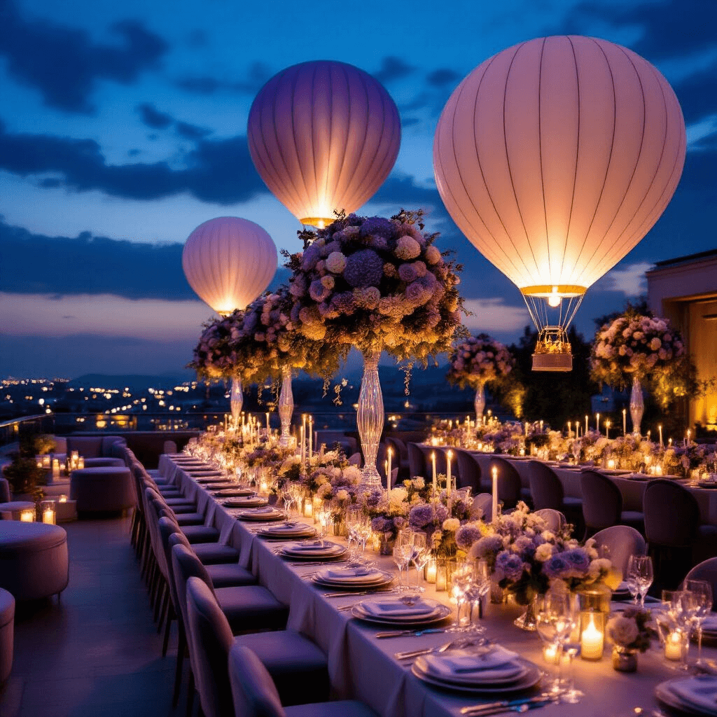 How to Draw a Balloon: The Simple 4-Step Guide That Actually Works Cinematic rooftop terrace evening celebration featuring elegant balloon installations, long tables with silk ivory runners, tall centerpieces of florals and silver-toned balloon sculptures, crystal glassware, custom easels displaying balloon drawings, velvet lounge seating, marble tables with balloon-themed cocktails, and sheer drapery in a fairy-lit night sky.