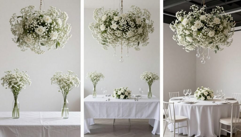 Comparison of budget, mid-range, and luxury baby's breath wedding décor Comparison of budget, mid-range, and luxury baby's breath wedding décor