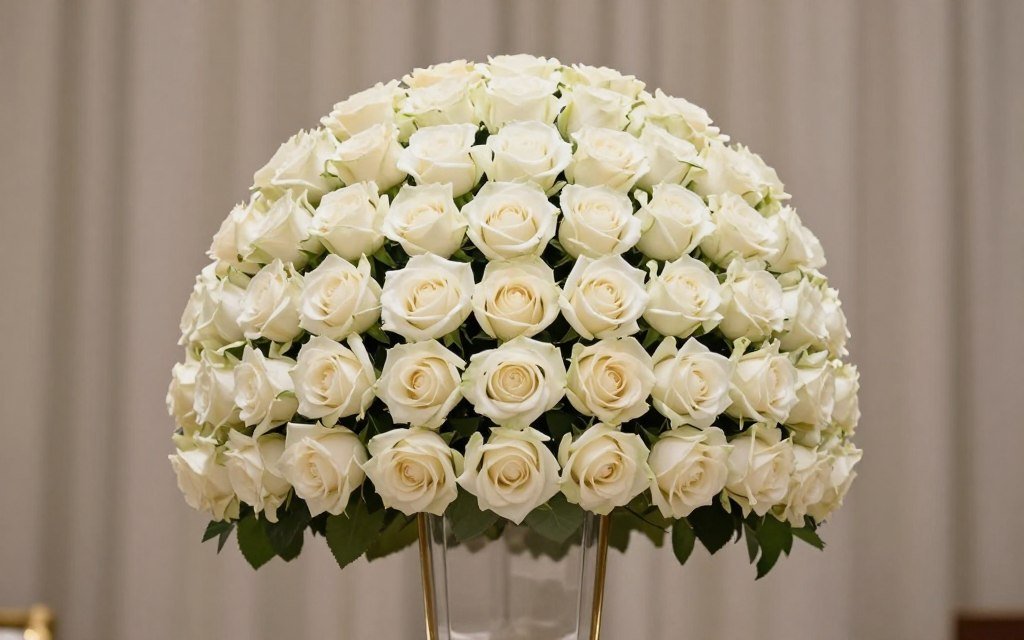 Formal structured floral centerpiece arrangement Formal structured floral centerpiece arrangement