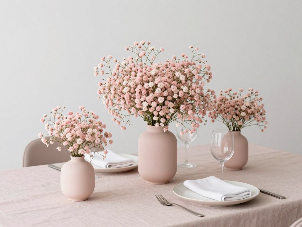 Modern tinted baby's breath in soft monochromatic palette Modern tinted baby's breath in soft monochromatic palette