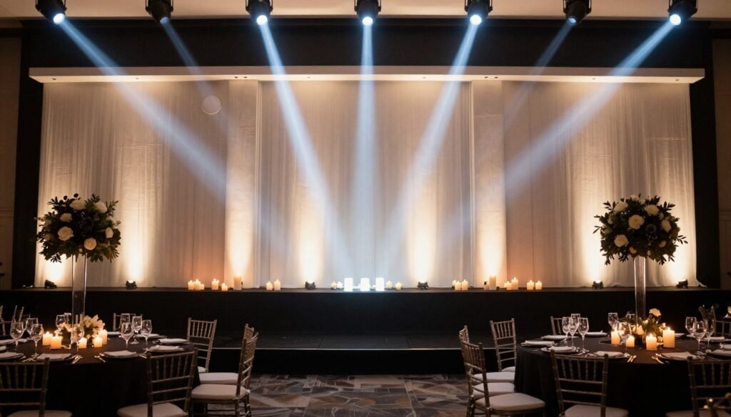 Professional wedding lighting design creating atmosphere Professional wedding lighting design creating atmosphere