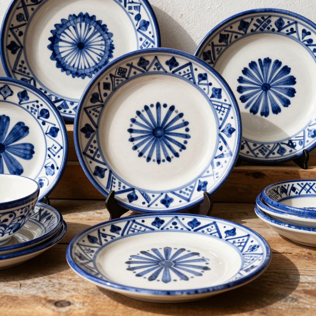 Blue and white Italian ceramic dinner plates Blue and white Italian ceramic dinner plates