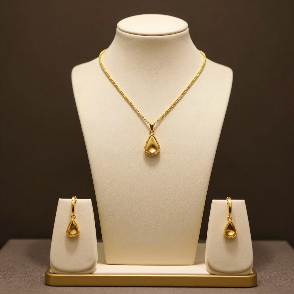Elegant gold jewelry set with necklace and earrings Elegant gold jewelry set with necklace and earrings