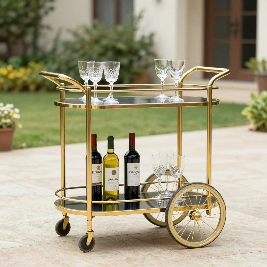 Luxury outdoor serving cart with wheels Luxury outdoor serving cart with wheels