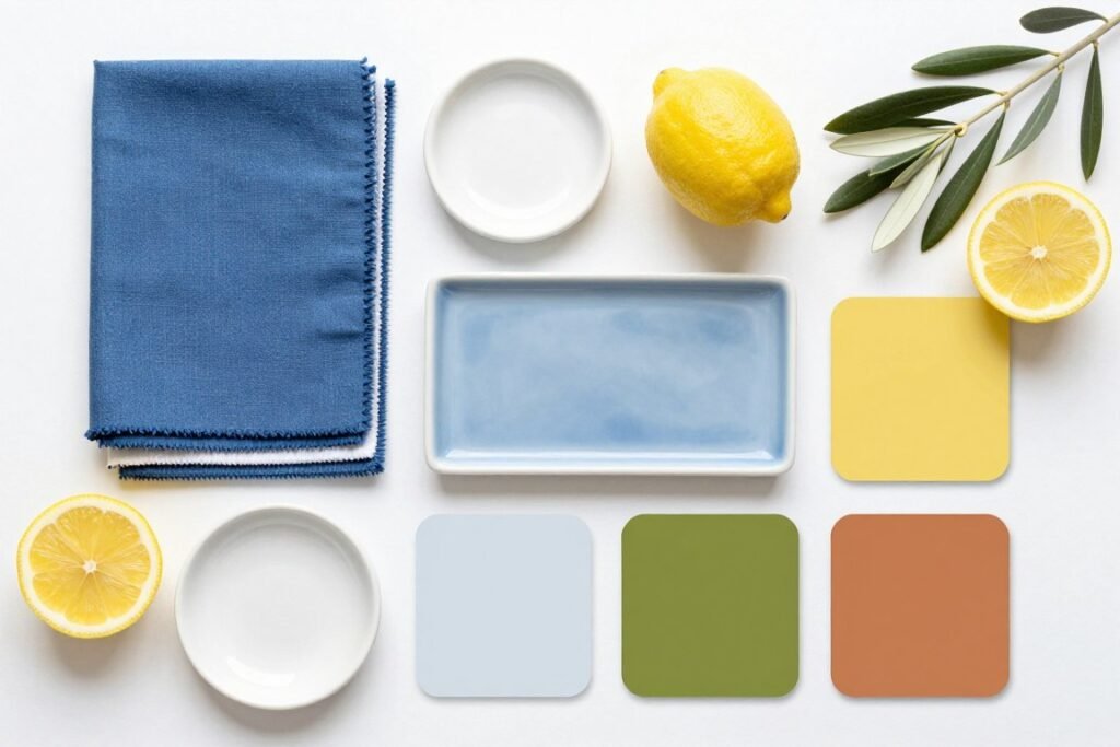 Mediterranean color palette for Italian garden dinner party Mediterranean color palette for Italian garden dinner party