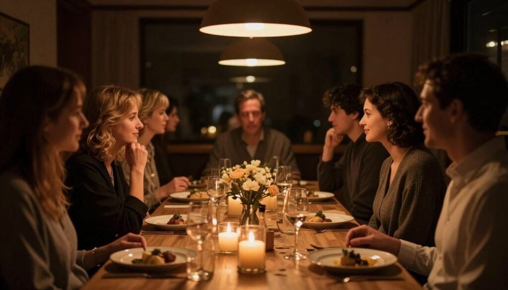 luxury birthday dinner party with dimmed atmospheric lighting luxury birthday dinner party with dimmed atmospheric lighting