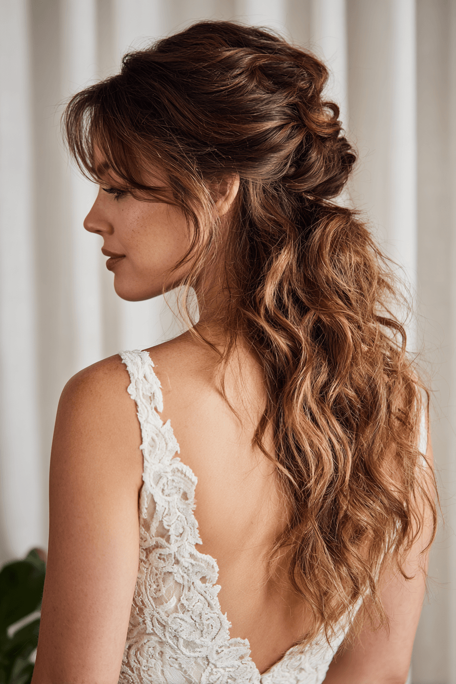 27 Classy Half Up Half Down Wedding Hair Ideas for Elegant Brides