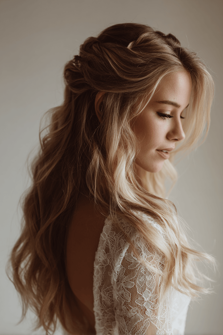 27 Classy Half Up Half Down Wedding Hair Ideas for Elegant Brides