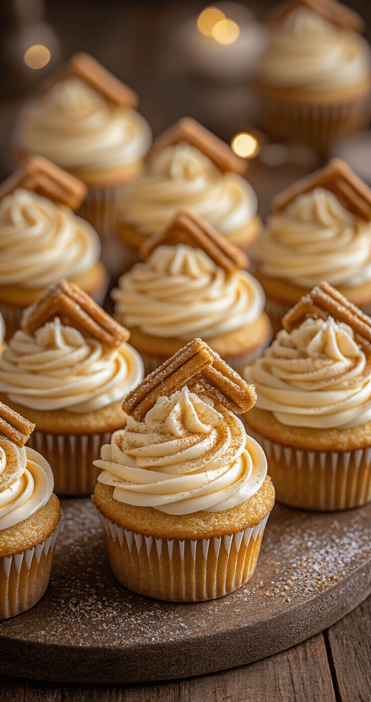Churro Cupcakes That'll Make You Ditch the Fairground Forever Elegant display of churro cupcakes with swirled cinnamon cream cheese frosting, topped with golden churro pieces and sparkling cinnamon sugar, set on a rustic wooden table under warm lighting.