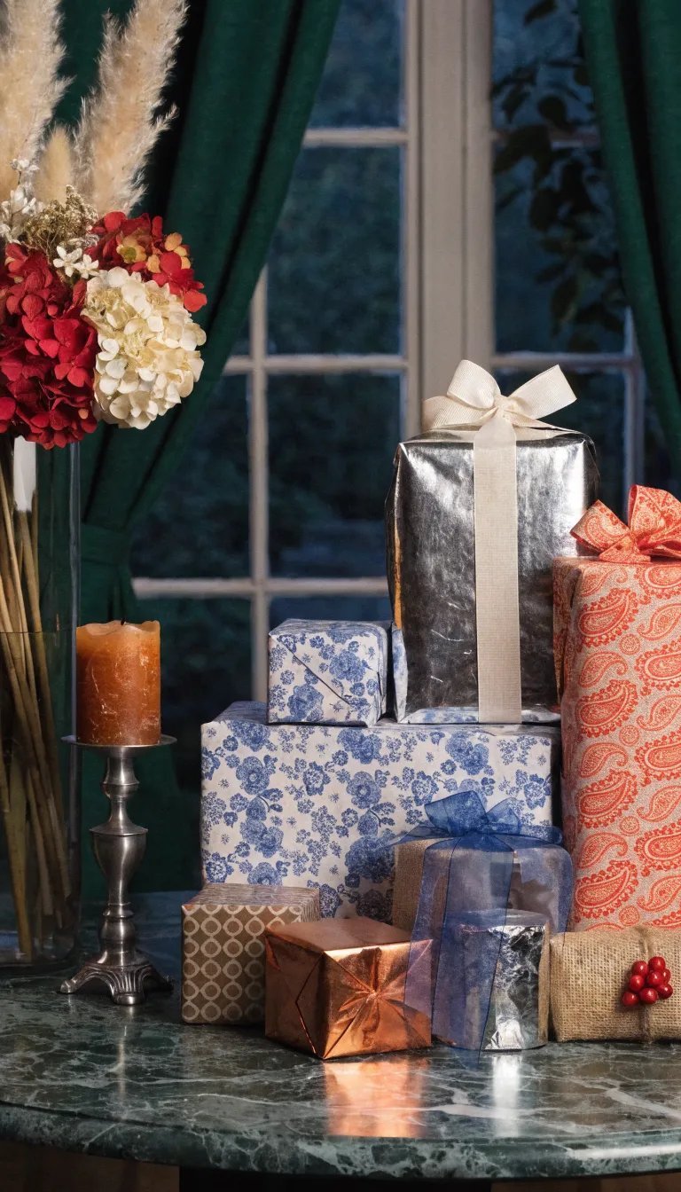 27 Beautiful Mother's Day Decor Ideas A beautifully arranged gift table for Mother's Day featuring colorful wrapped gifts and a floral centerpiece.