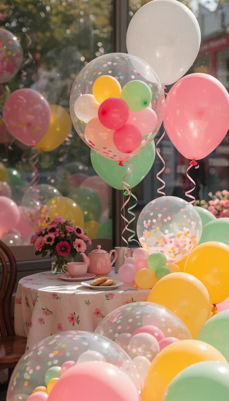 27 Beautiful Mother's Day Decor Ideas Pastel balloons and a decorated table for Mother's Day celebration