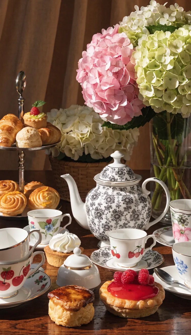 27 Beautiful Mother's Day Decor Ideas Table set for a Mother's Day tea party with teapot, cups, pastries, and flowers.
