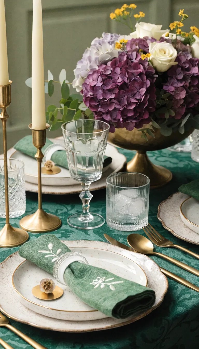 27 Beautiful Mother's Day Decor Ideas Elegant table setting with place cards, green napkins, and flowers for Mother's Day.