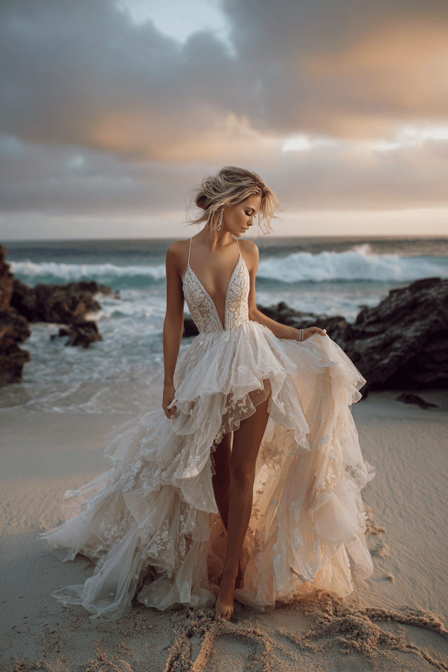 27 Flowy Beach Wedding Dress Ideas for a Romantic Coastal Wedding