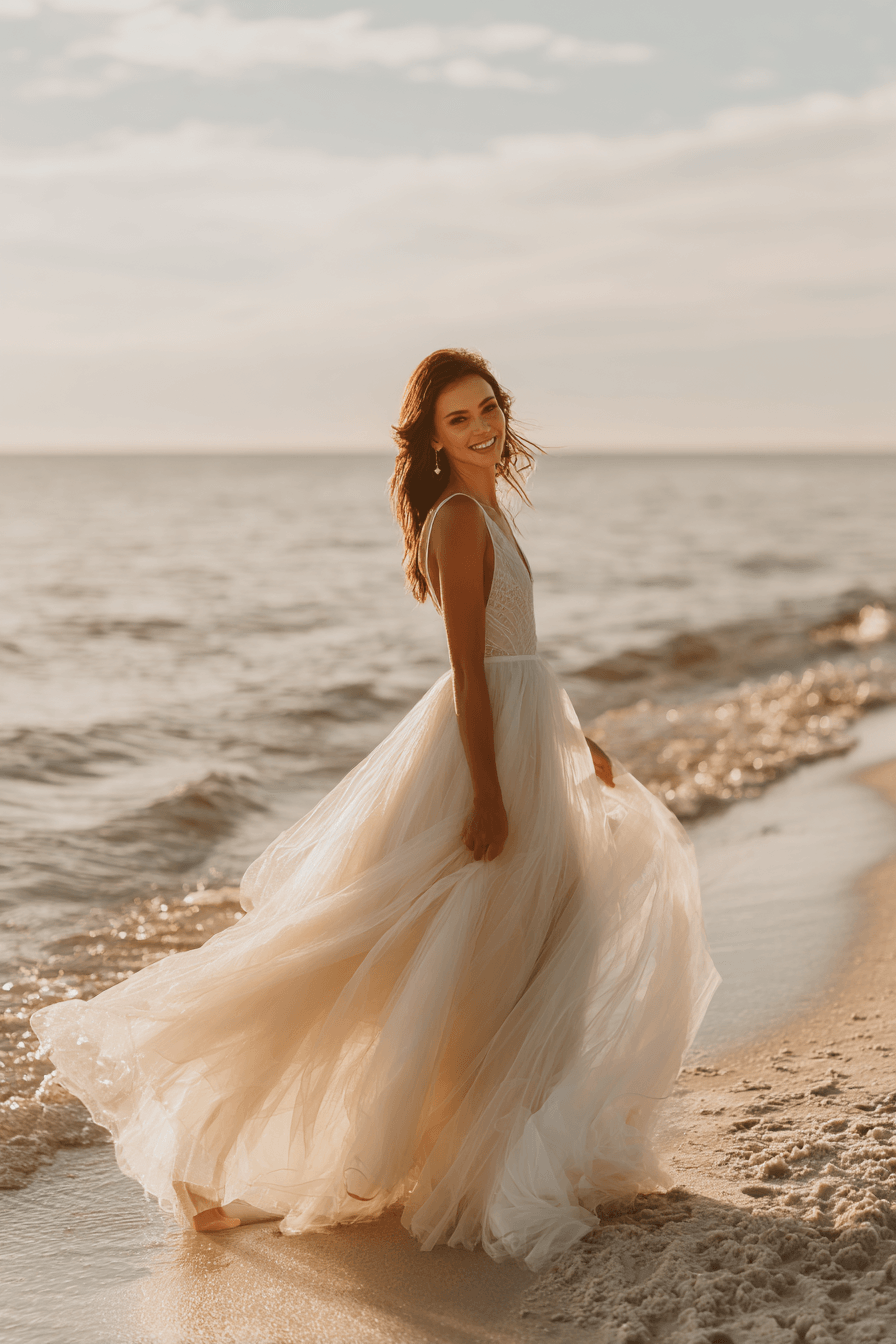 27 Flowy Beach Wedding Dress Ideas for a Romantic Coastal Wedding