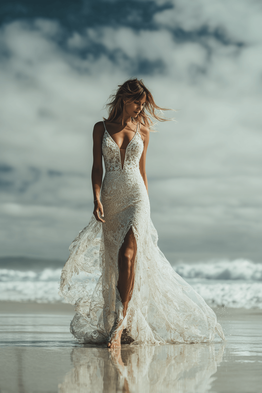 27 Flowy Beach Wedding Dress Ideas for a Romantic Coastal Wedding
