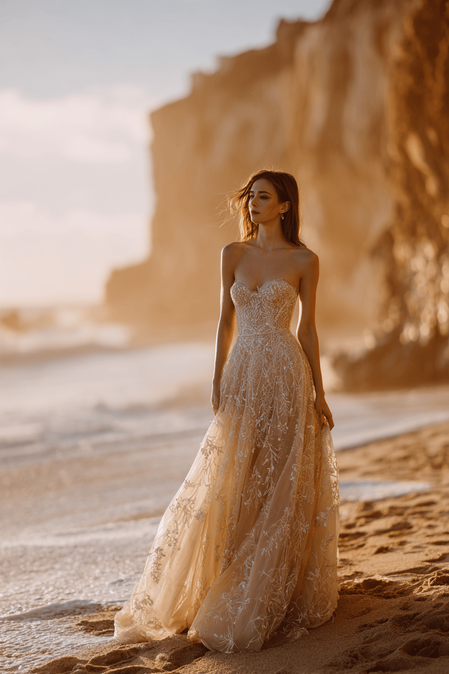 27 Flowy Beach Wedding Dress Ideas for a Romantic Coastal Wedding