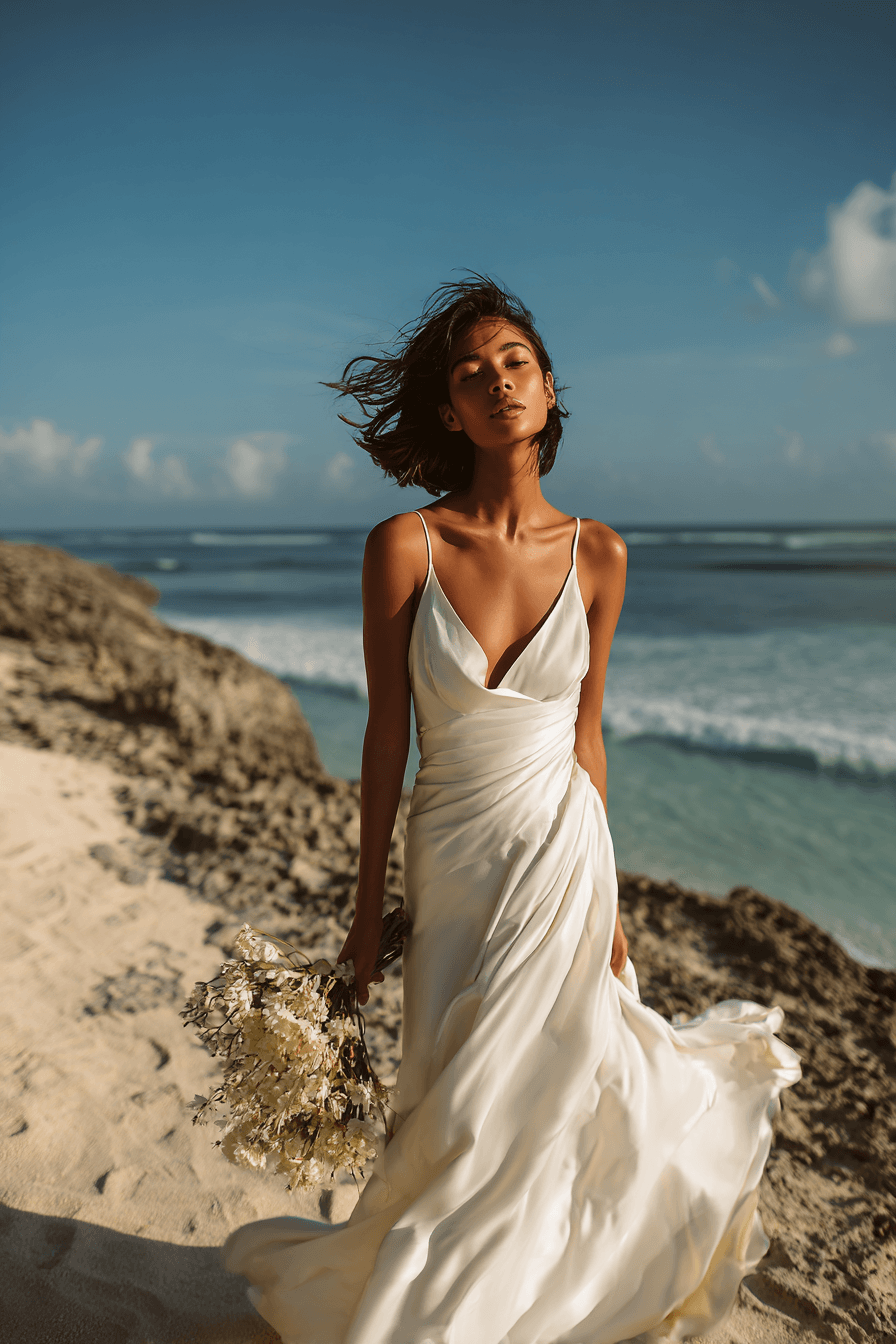 27 Flowy Beach Wedding Dress Ideas for a Romantic Coastal Wedding