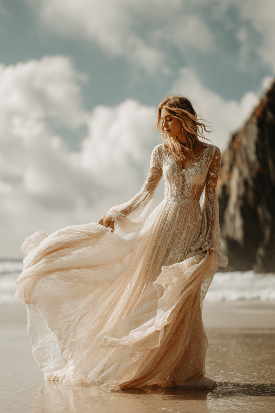 27 Flowy Beach Wedding Dress Ideas for a Romantic Coastal Wedding